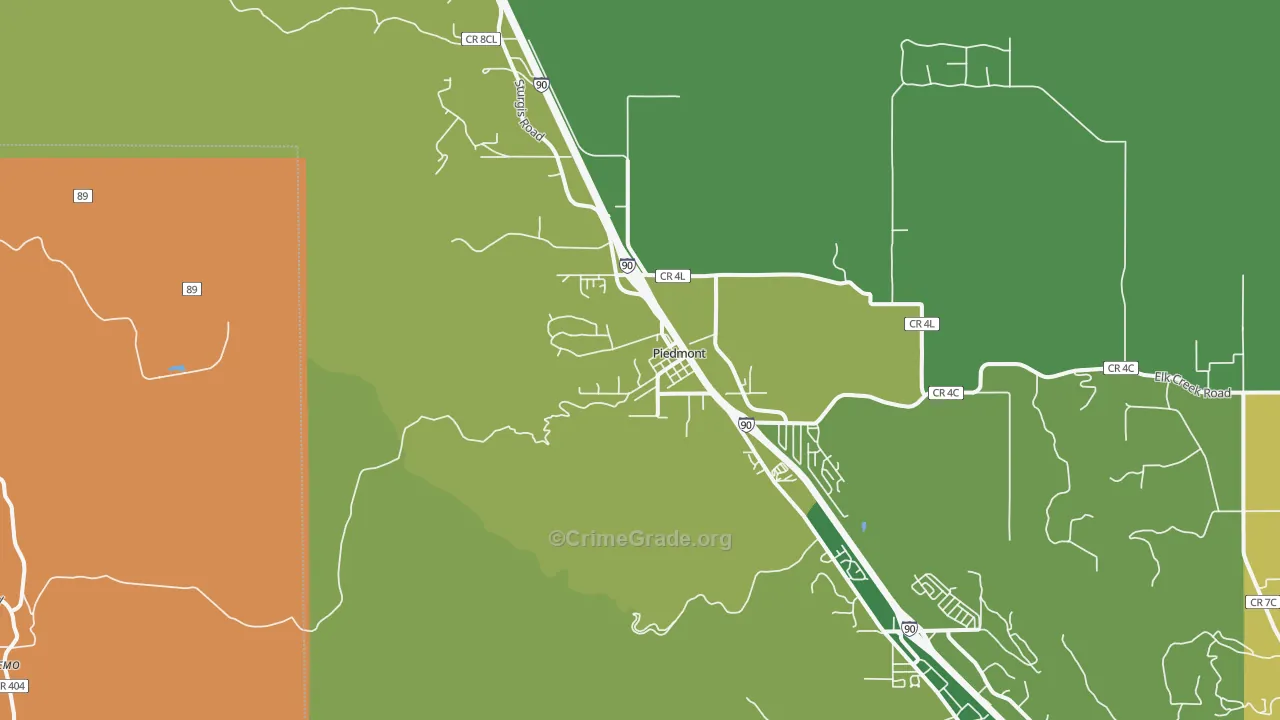 Bethlehem, SD Map of Burglary Rates