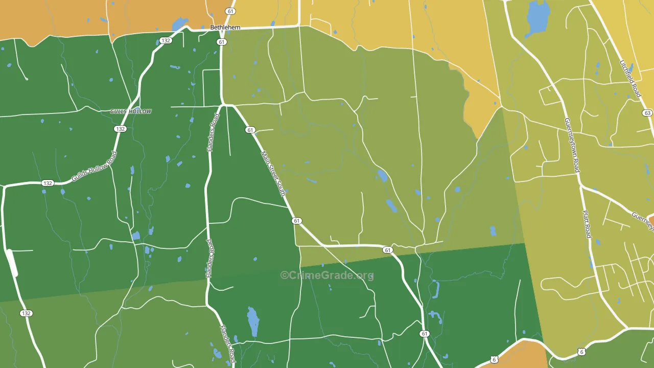 Bethlehem Village, CT Map of Burglary Rates