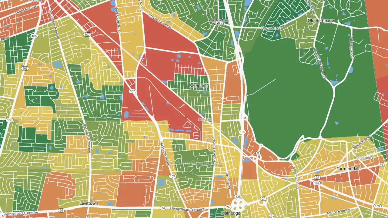 Bethpage, NY Map of Burglary Rates