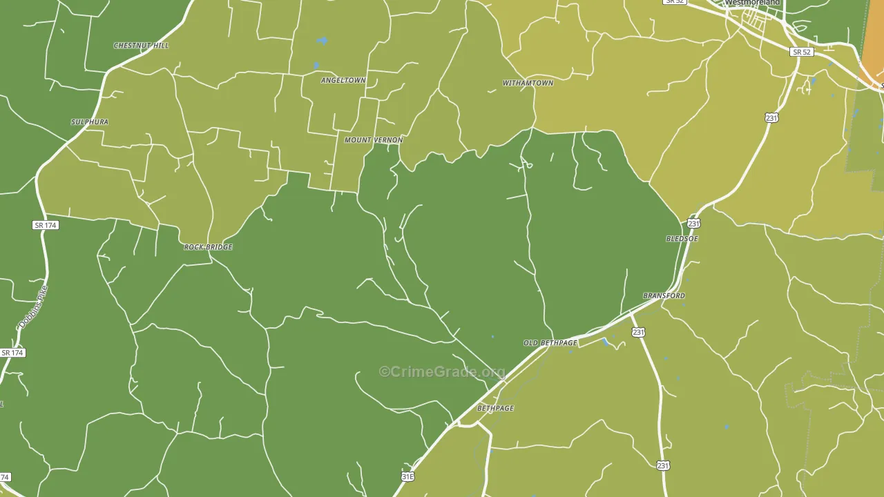 Bethpage, TN Map of Burglary Rates