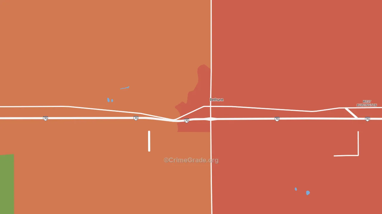 Bethune, CO Map of Burglary Rates