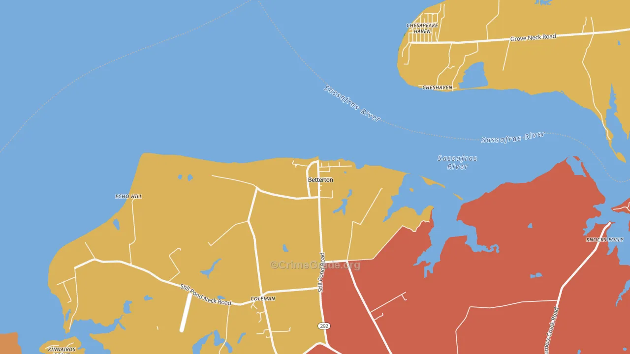 Betterton, MD Map of Burglary Rates