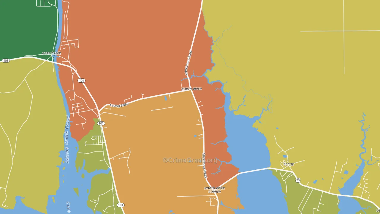 Bettie, NC Map of Burglary Rates