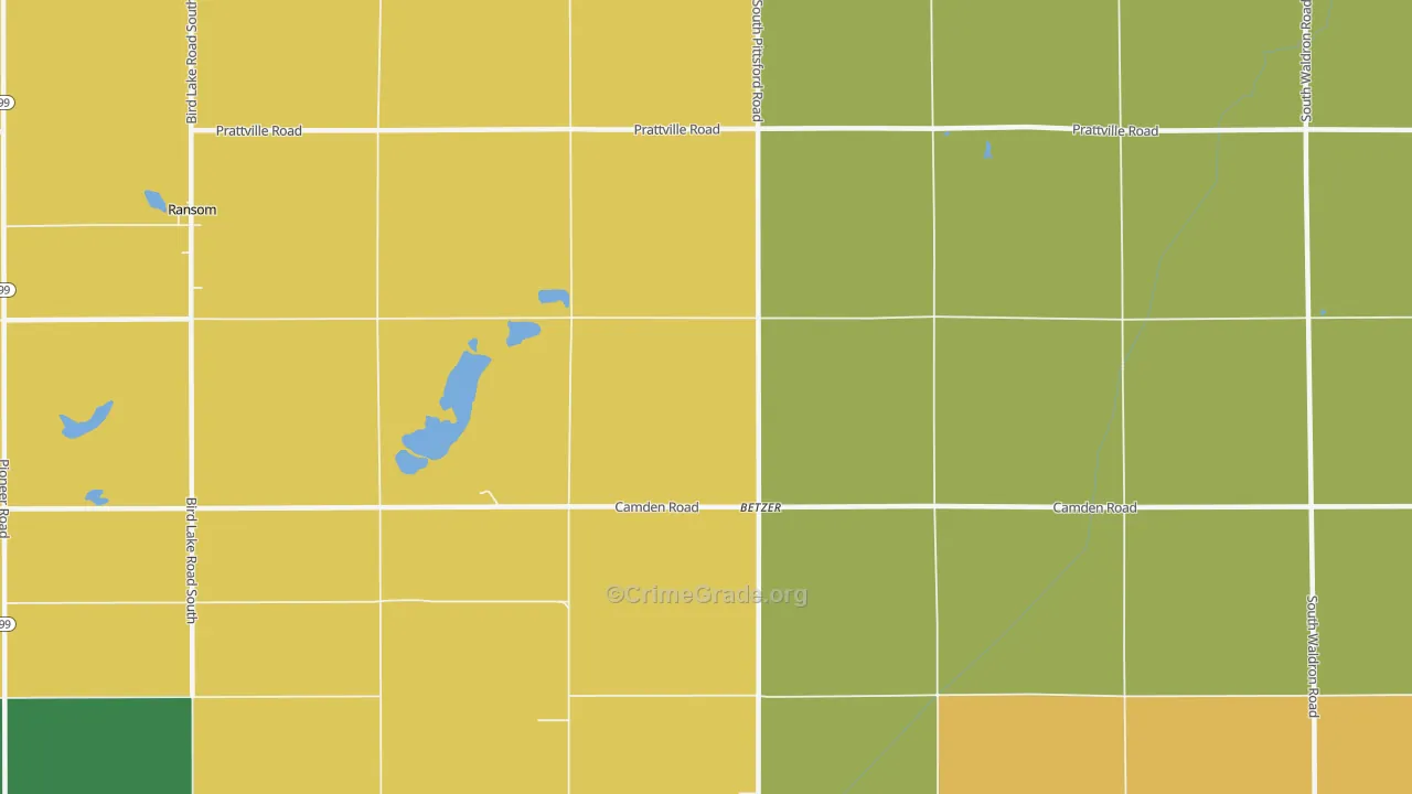Betzer, MI Map of Burglary Rates