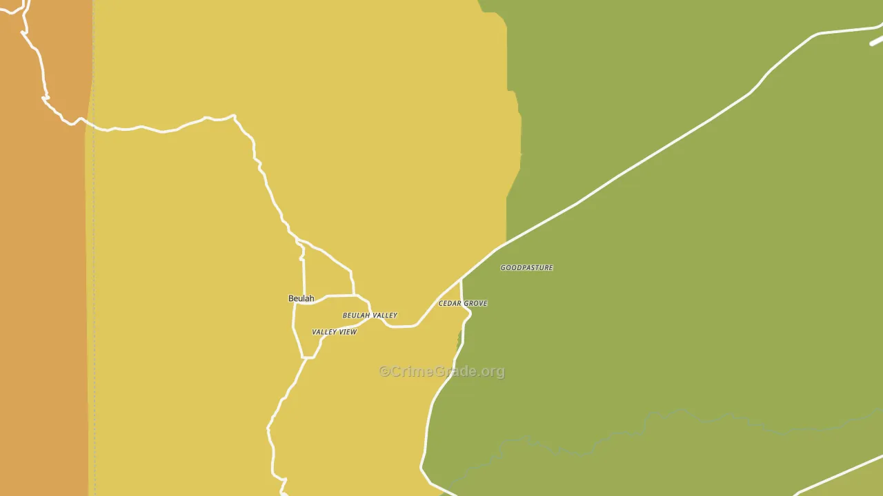 Beulah, CO Map of Burglary Rates