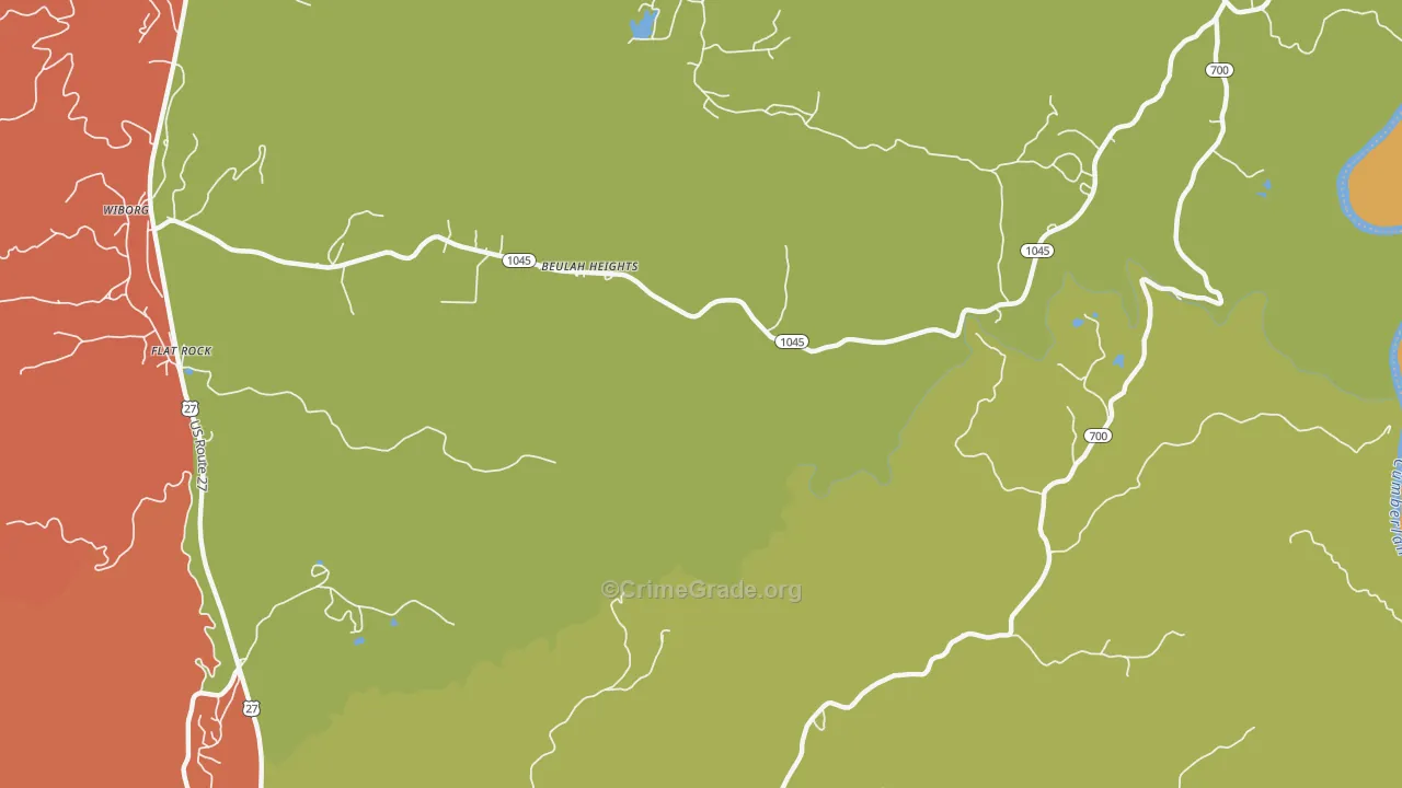 Beulah Heights, KY Map of Burglary Rates