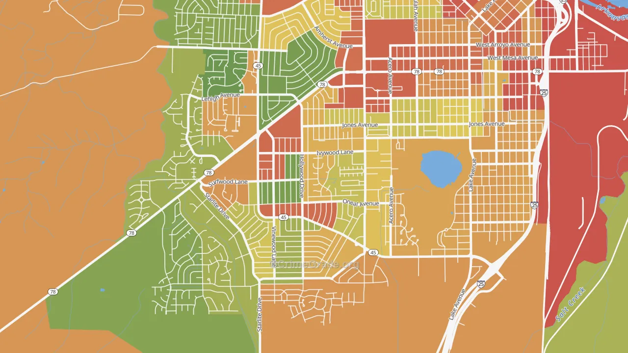 Beulah Heights, Pueblo, CO Map of Burglary Rates
