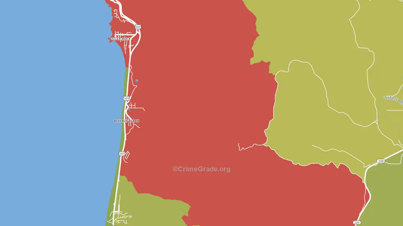 Beverly Beach, OR Map of Burglary Rates