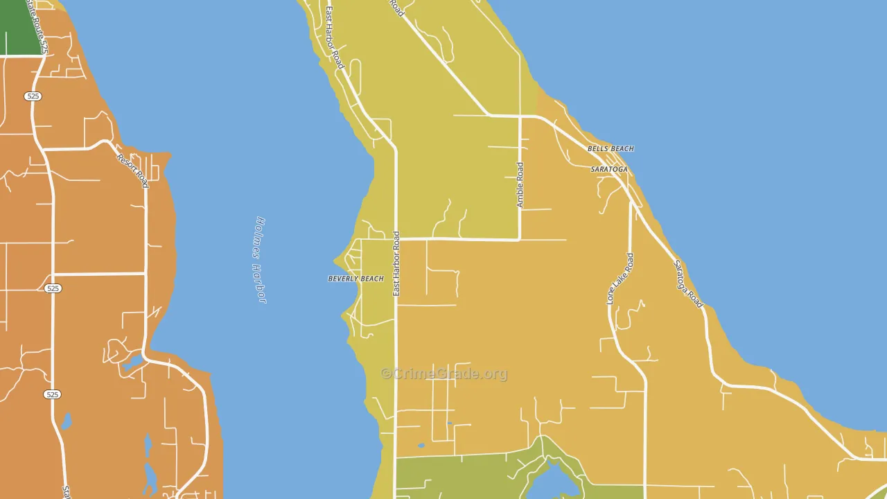 Beverly Beach, WA Map of Burglary Rates