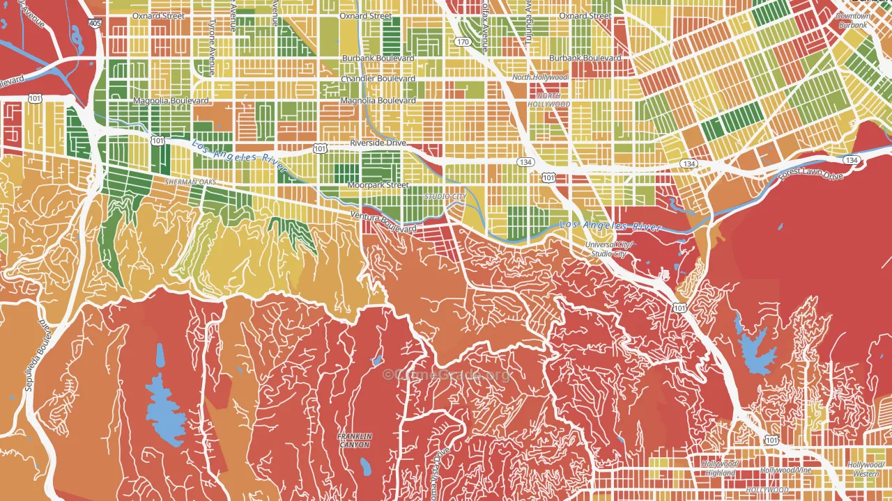 Beverly Glen, Studio City, CA Map of Burglary Rates