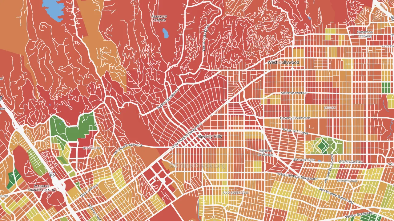 Beverly Hills, CA Map of Burglary Rates