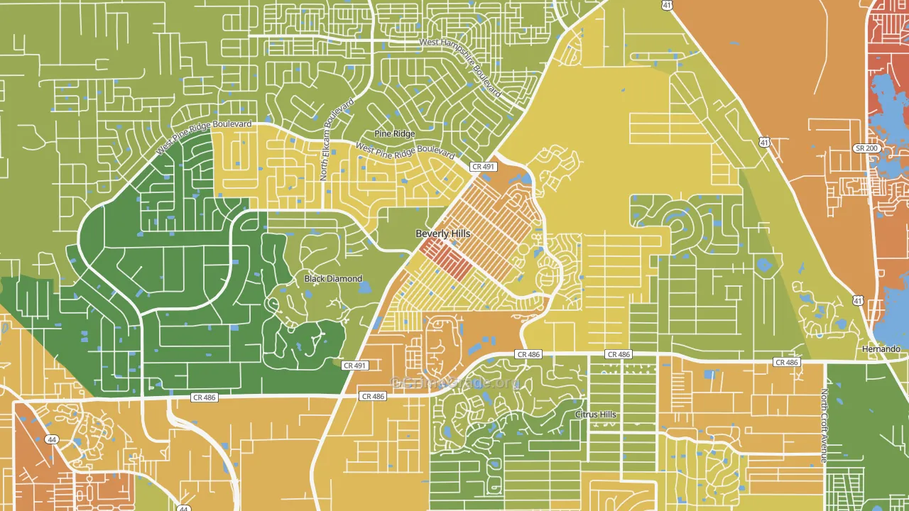 Beverly Hills, FL Map of Burglary Rates