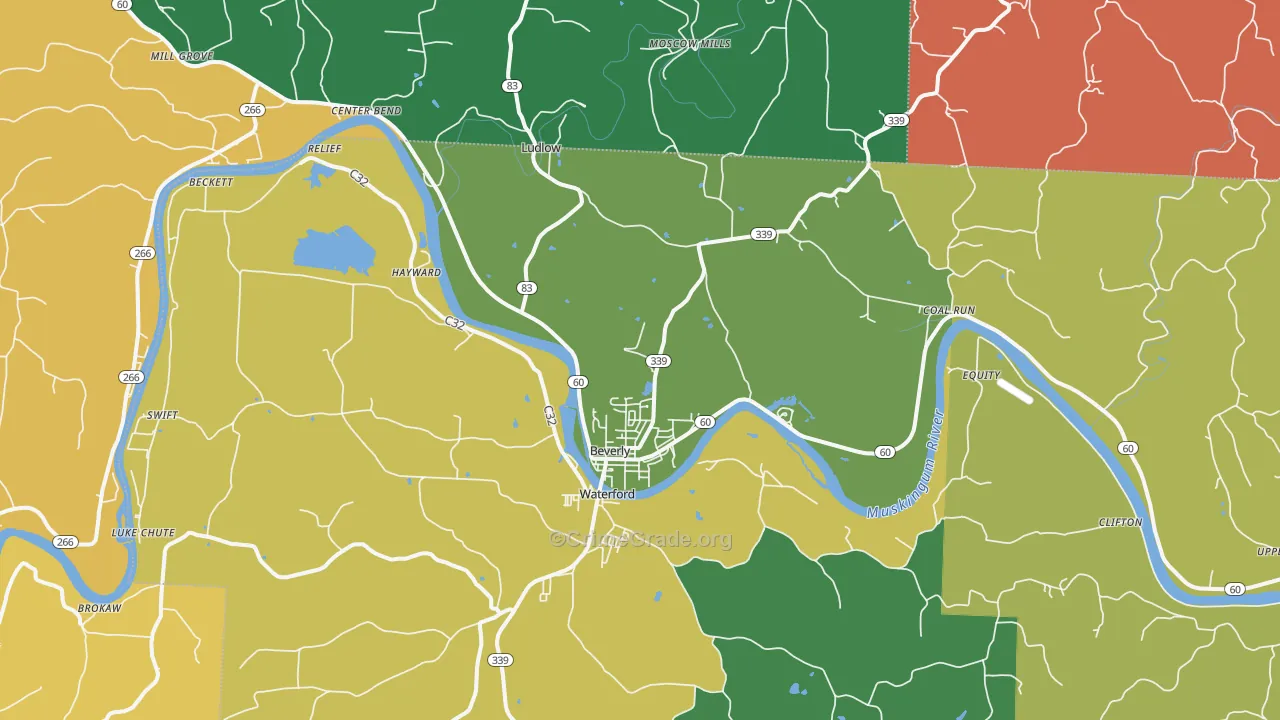 Beverly, OH Map of Burglary Rates