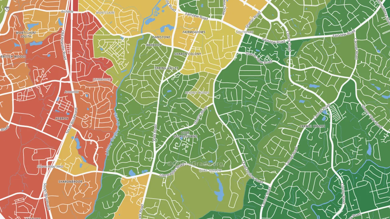 Beverly Woods, Charlotte, NC Map of Burglary Rates