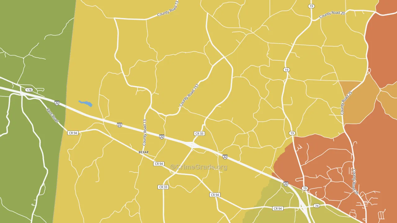 Bexar, AL Map of Burglary Rates