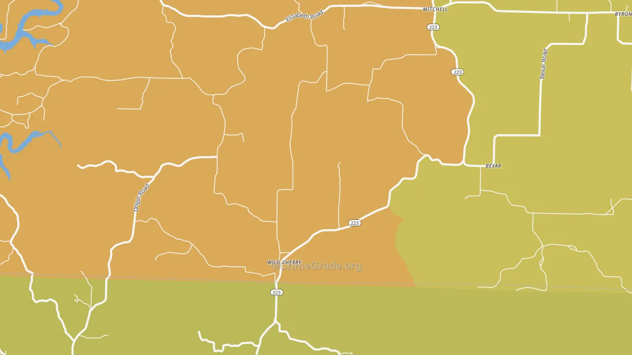 Bexar, AR Map of Burglary Rates