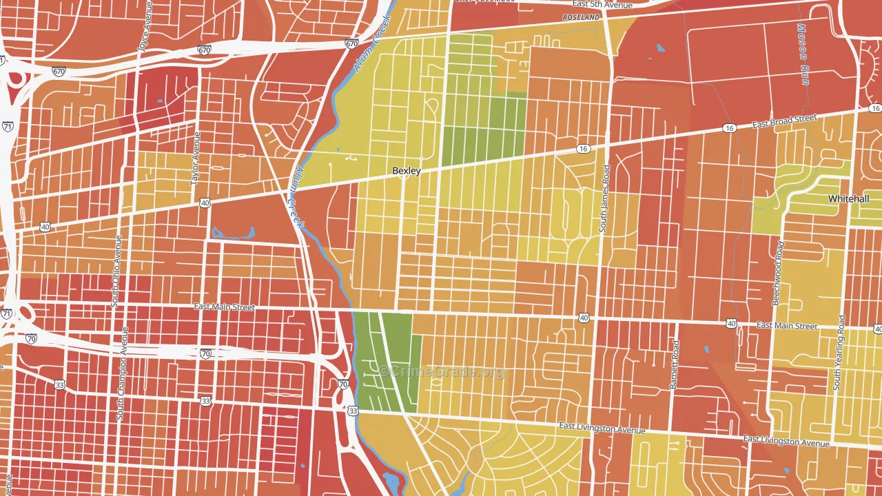 Bexley, OH Map of Burglary Rates