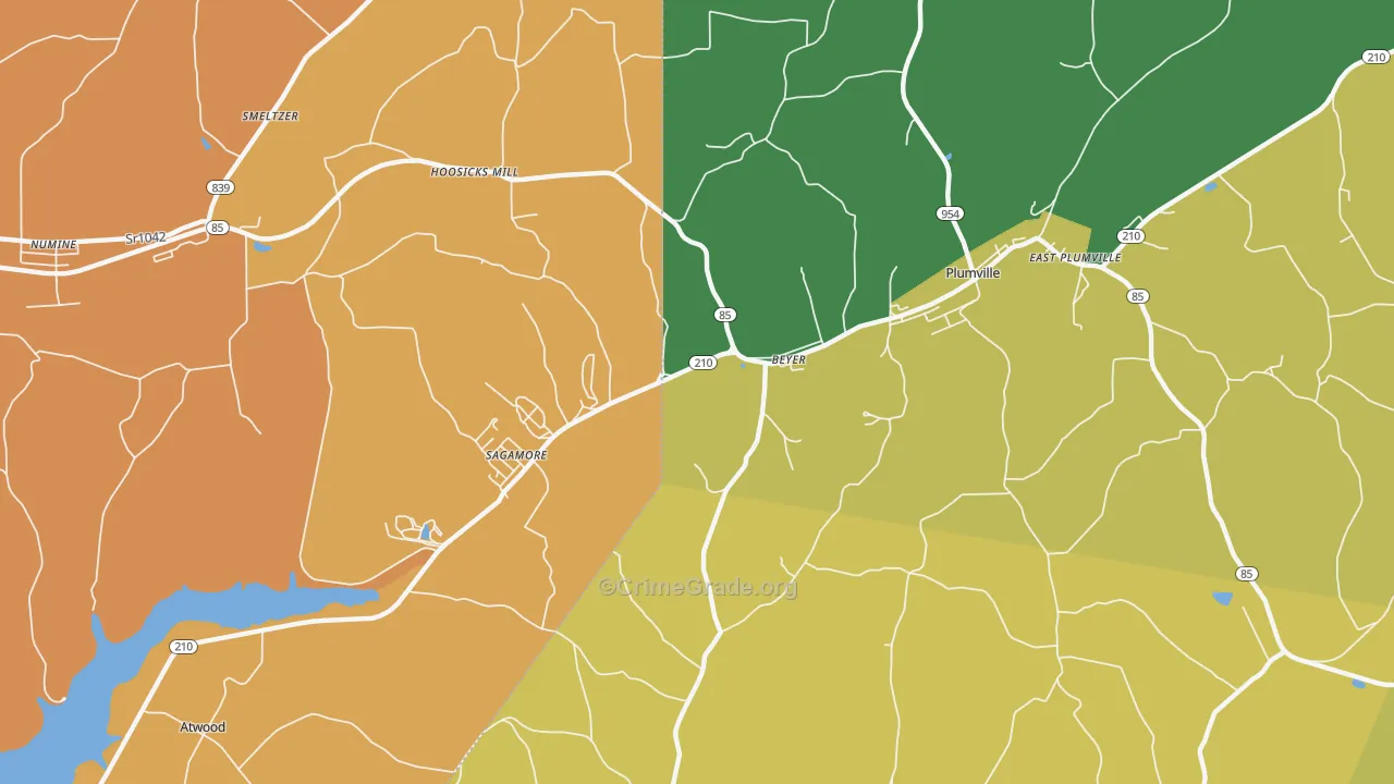 Beyer, PA Map of Burglary Rates