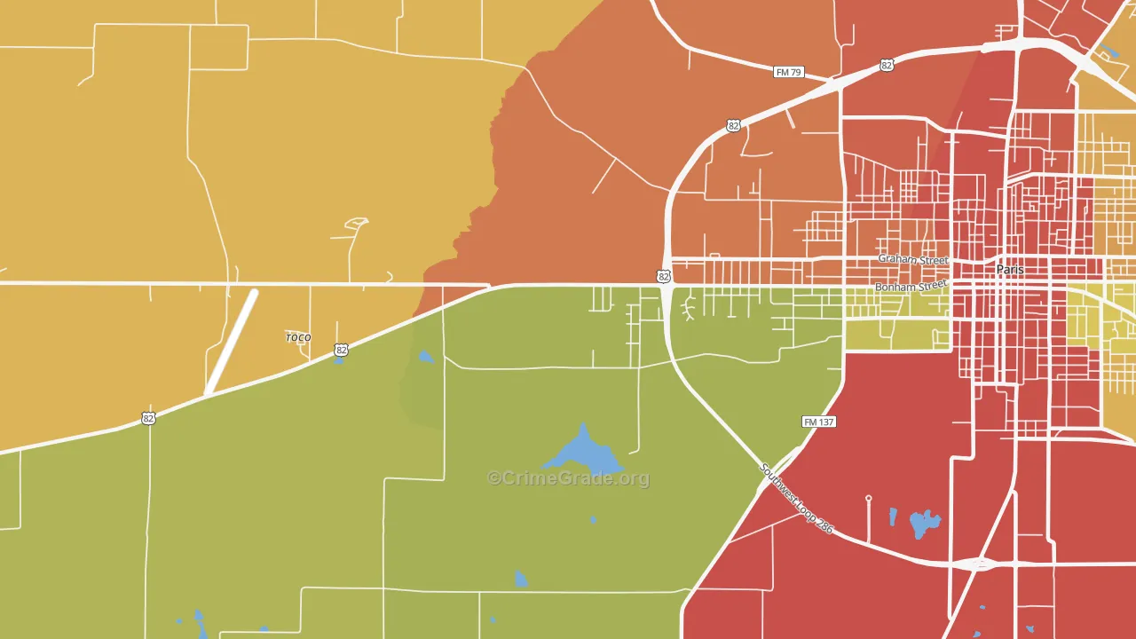 Biardstown, TX Map of Burglary Rates