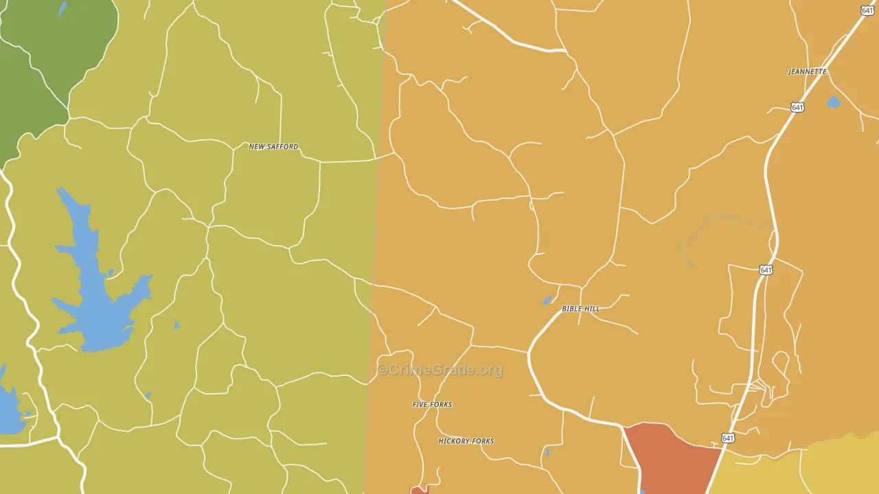 Bible Hill, TN Map of Burglary Rates