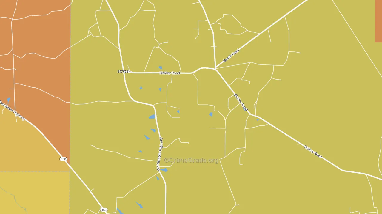 Bickley, GA Map of Burglary Rates