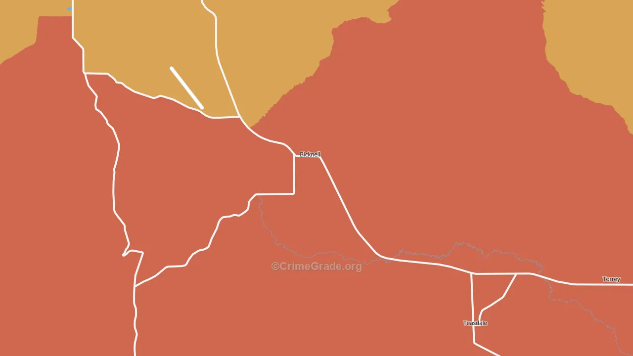 Bicknell, UT Map of Burglary Rates