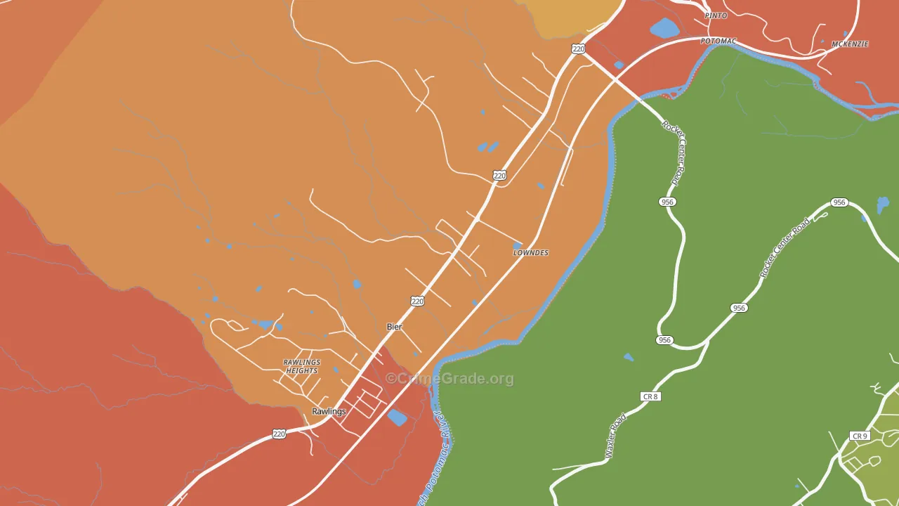 Bier, MD Map of Burglary Rates