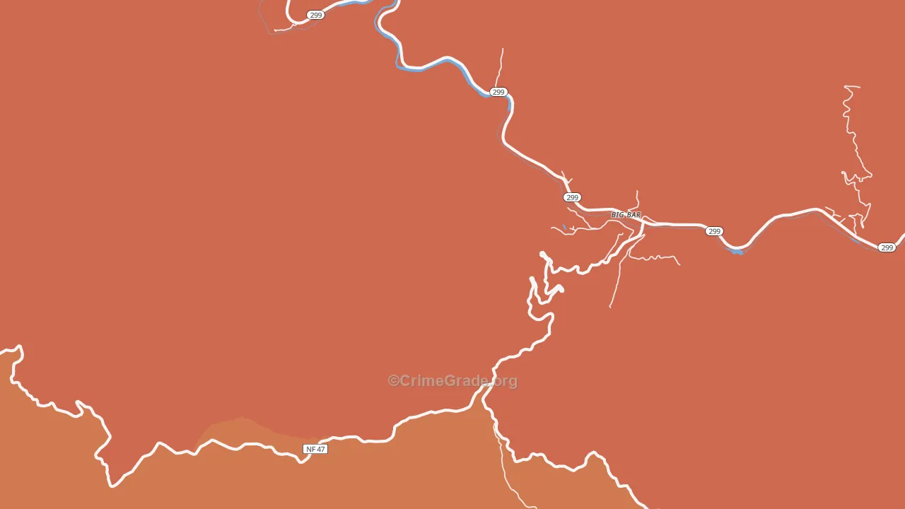 Big Bar, CA Map of Burglary Rates