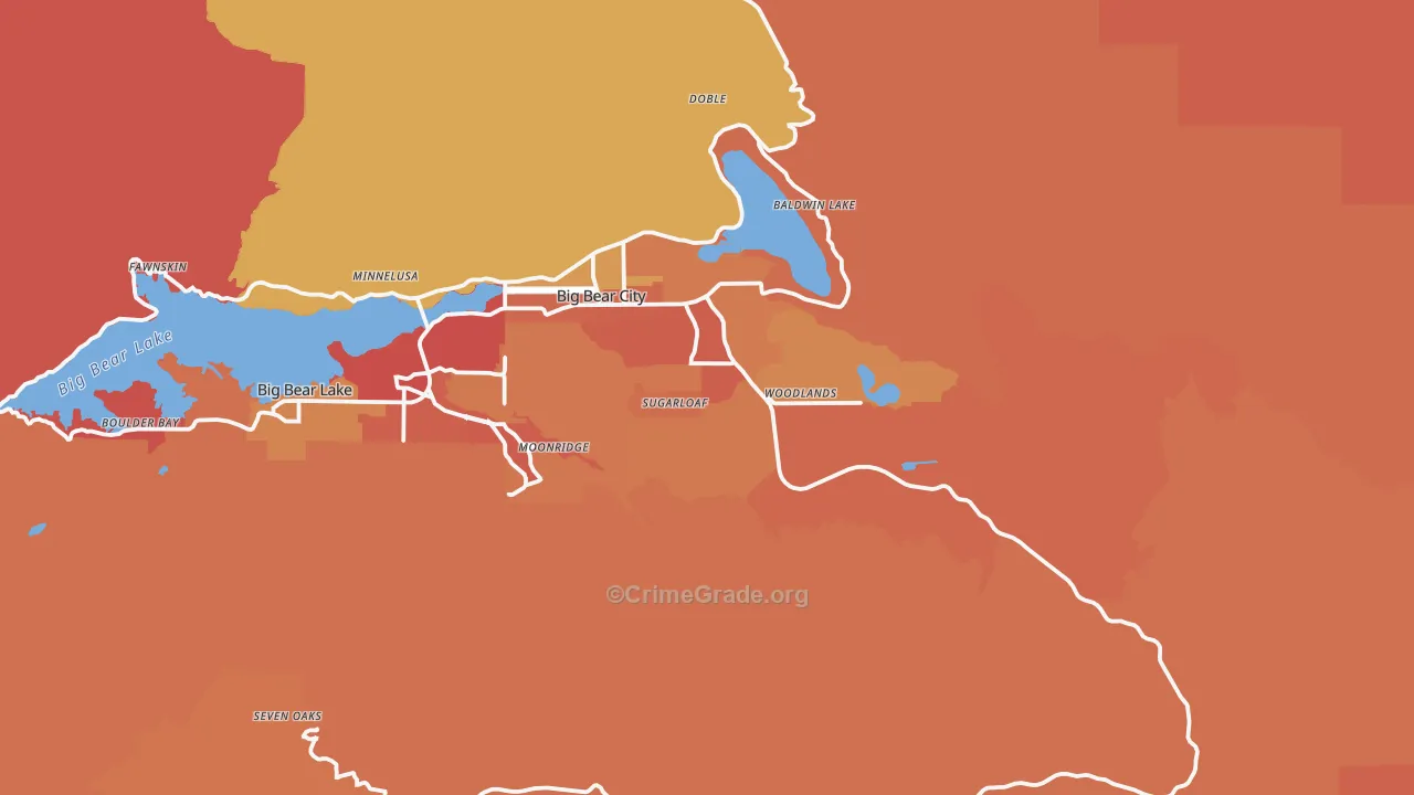 Big Bear, CA Map of Burglary Rates