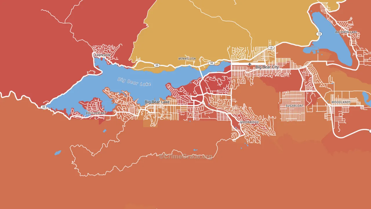 Big Bear Lake, CA Map of Burglary Rates