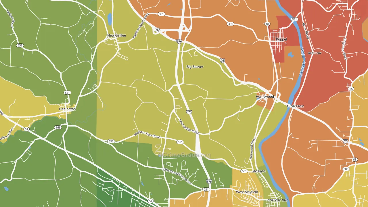 Big Beaver, PA Map of Burglary Rates