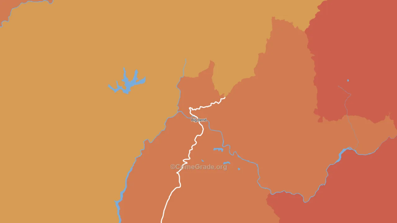 Big Bend, CA Map of Burglary Rates