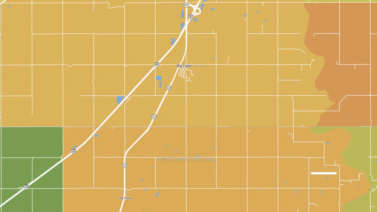 Big Cabin, OK Map of Burglary Rates