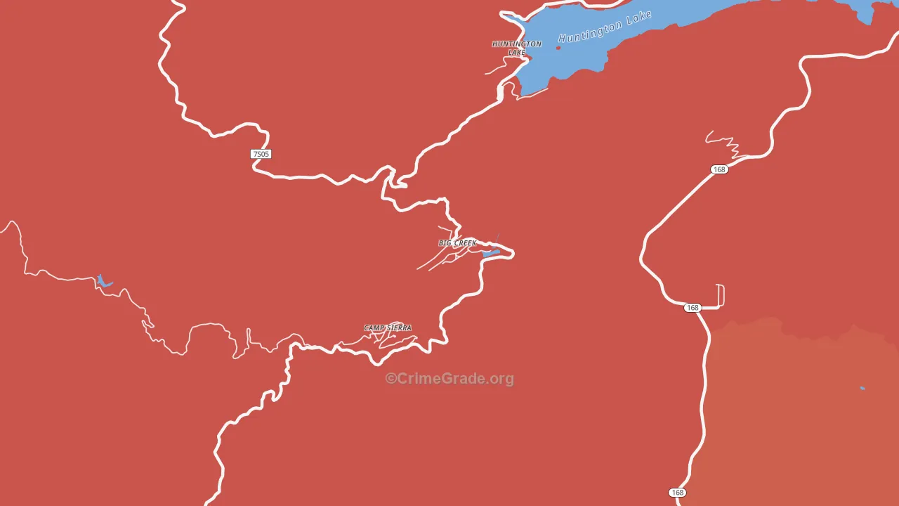 Big Creek, CA Map of Burglary Rates
