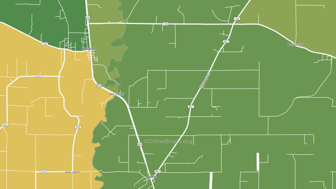 Big Creek, LA Map of Burglary Rates