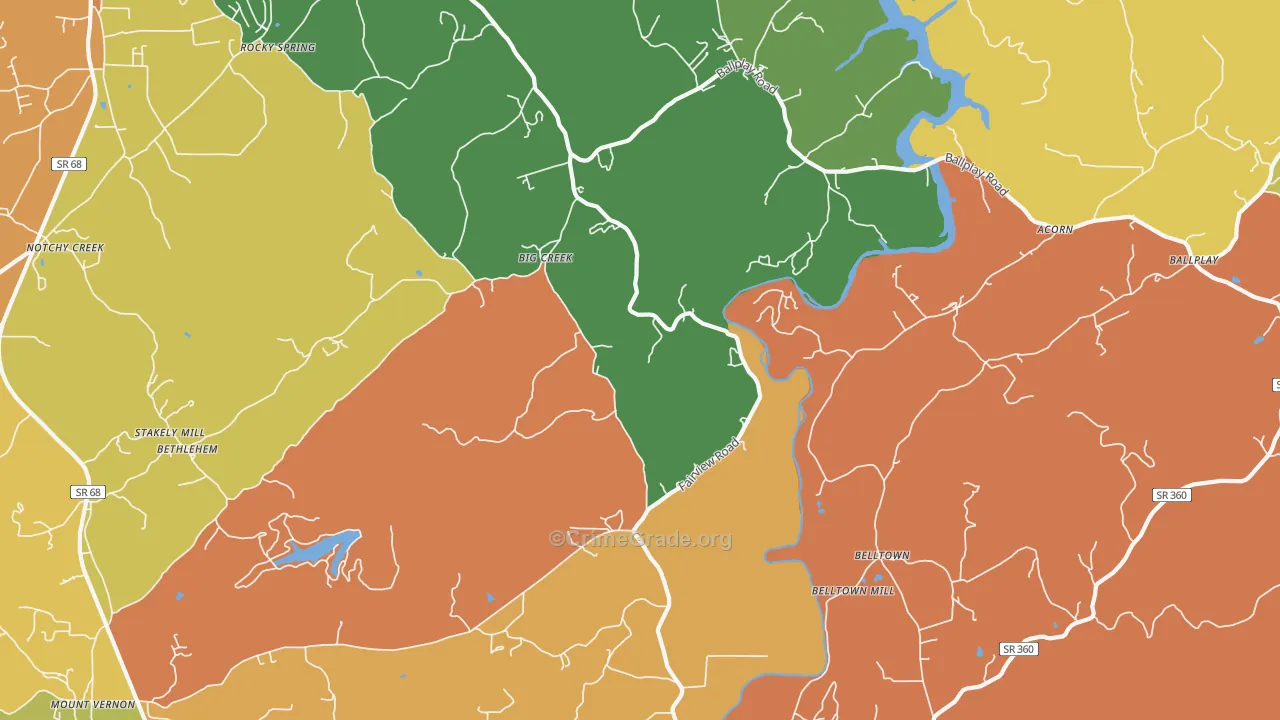 Big Creek, TN Map of Burglary Rates