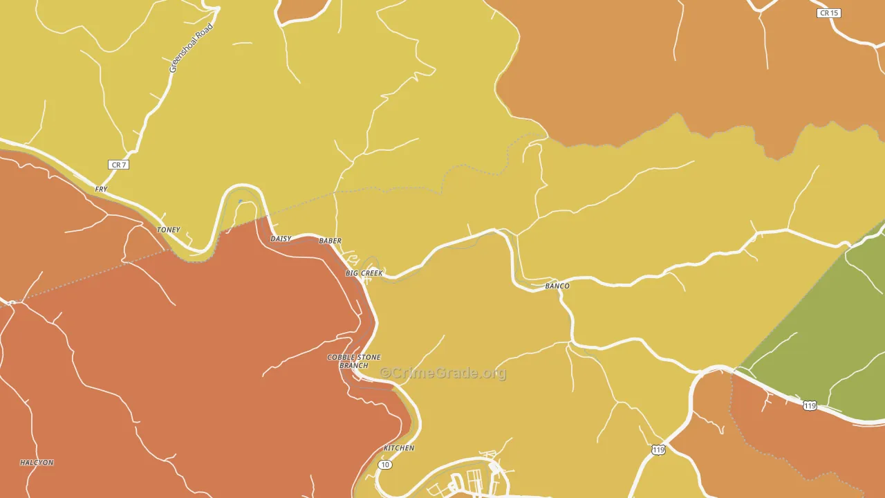 Big Creek, WV Map of Burglary Rates