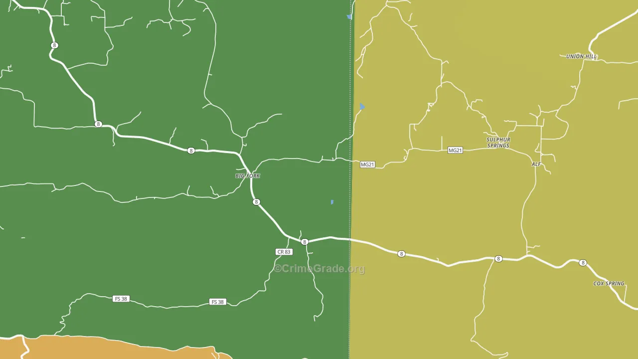 Big Fork, AR Map of Burglary Rates