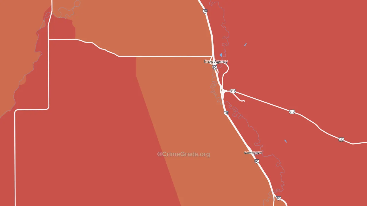 Big Horn County, MT Map of Burglary Rates