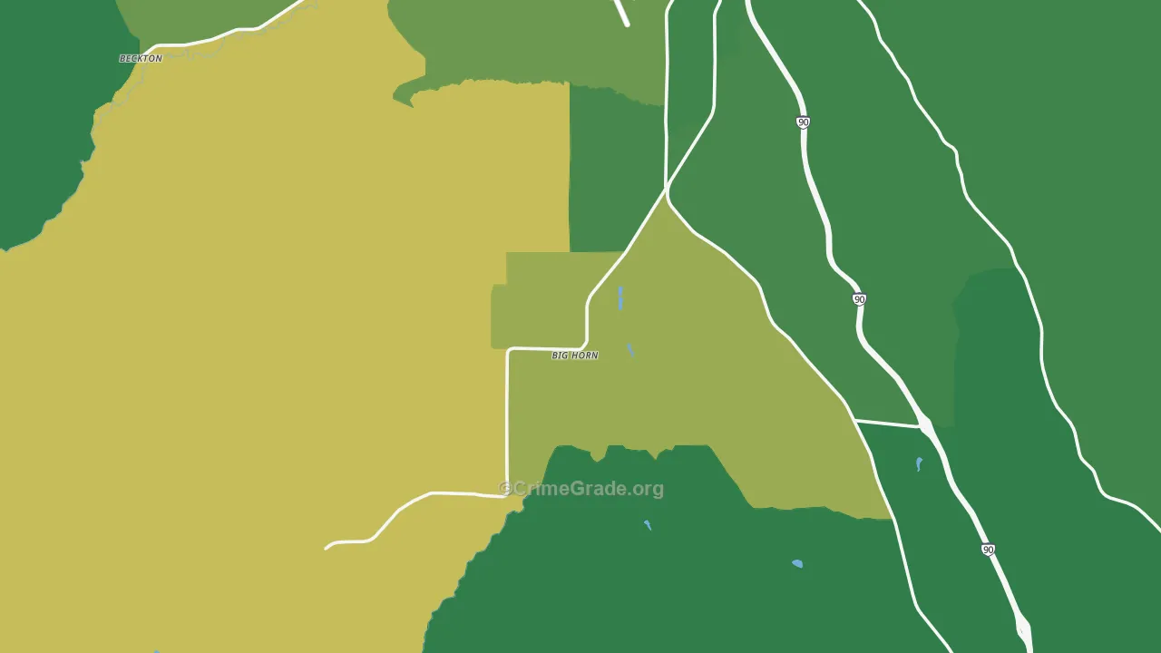 Big Horn, WY Map of Burglary Rates