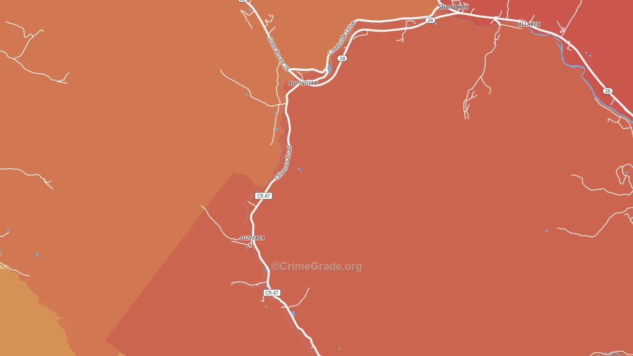 Big Indian, NY Map of Burglary Rates
