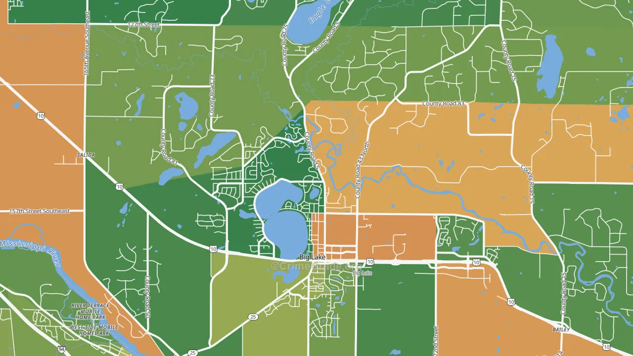 Big Lake, MN Map of Burglary Rates