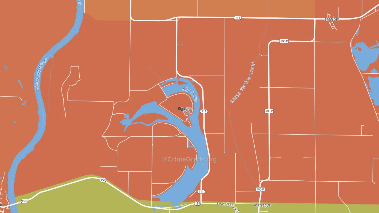 Big Lake, MO Map of Burglary Rates