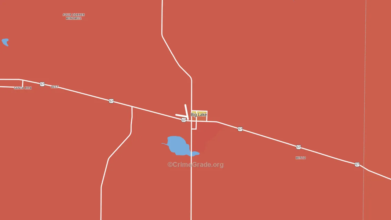 Big Lake, TX Map of Burglary Rates