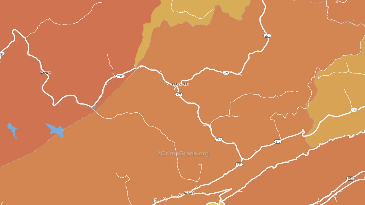 Big Laurel, KY Map of Burglary Rates