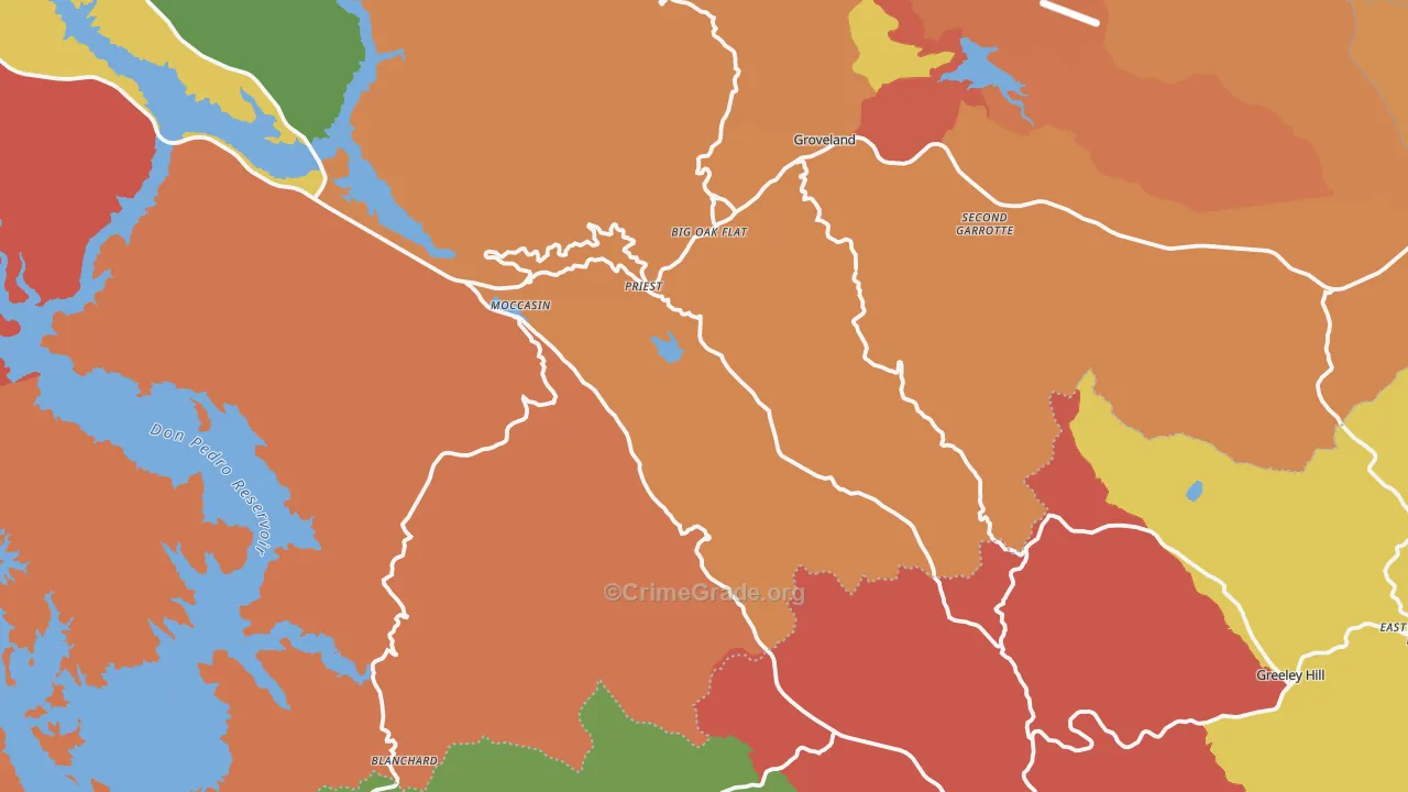 Big Oak Flat, CA Map of Burglary Rates