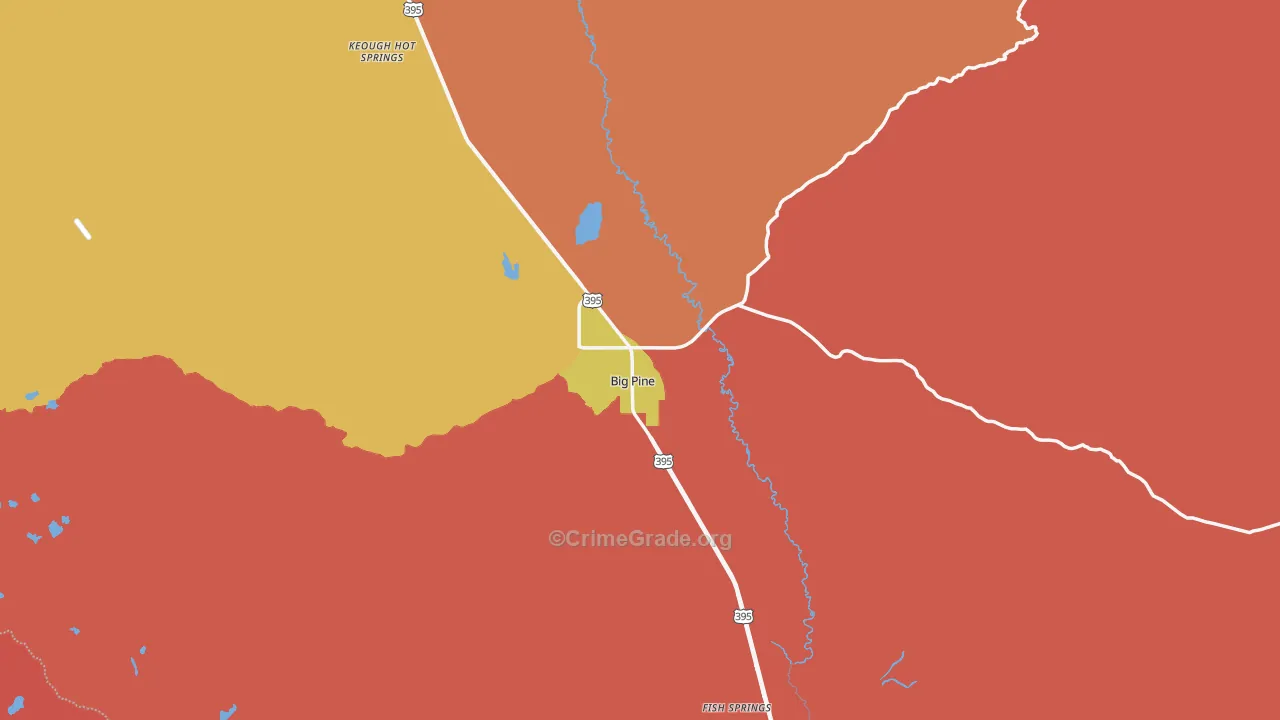 Big Pine, CA Map of Burglary Rates
