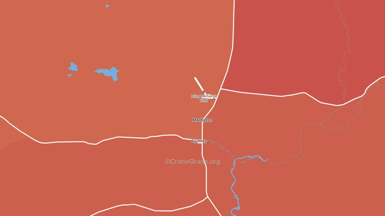 Big Piney, WY Map of Burglary Rates