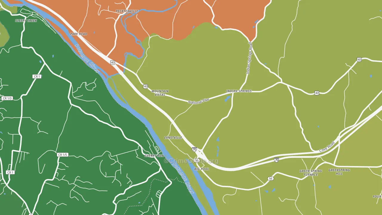 Big Pool, MD Map of Burglary Rates