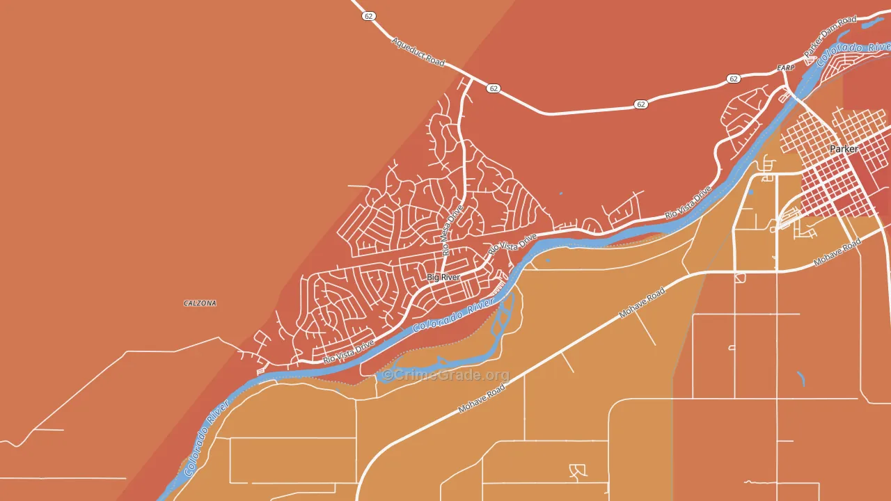 Big River, CA Map of Burglary Rates